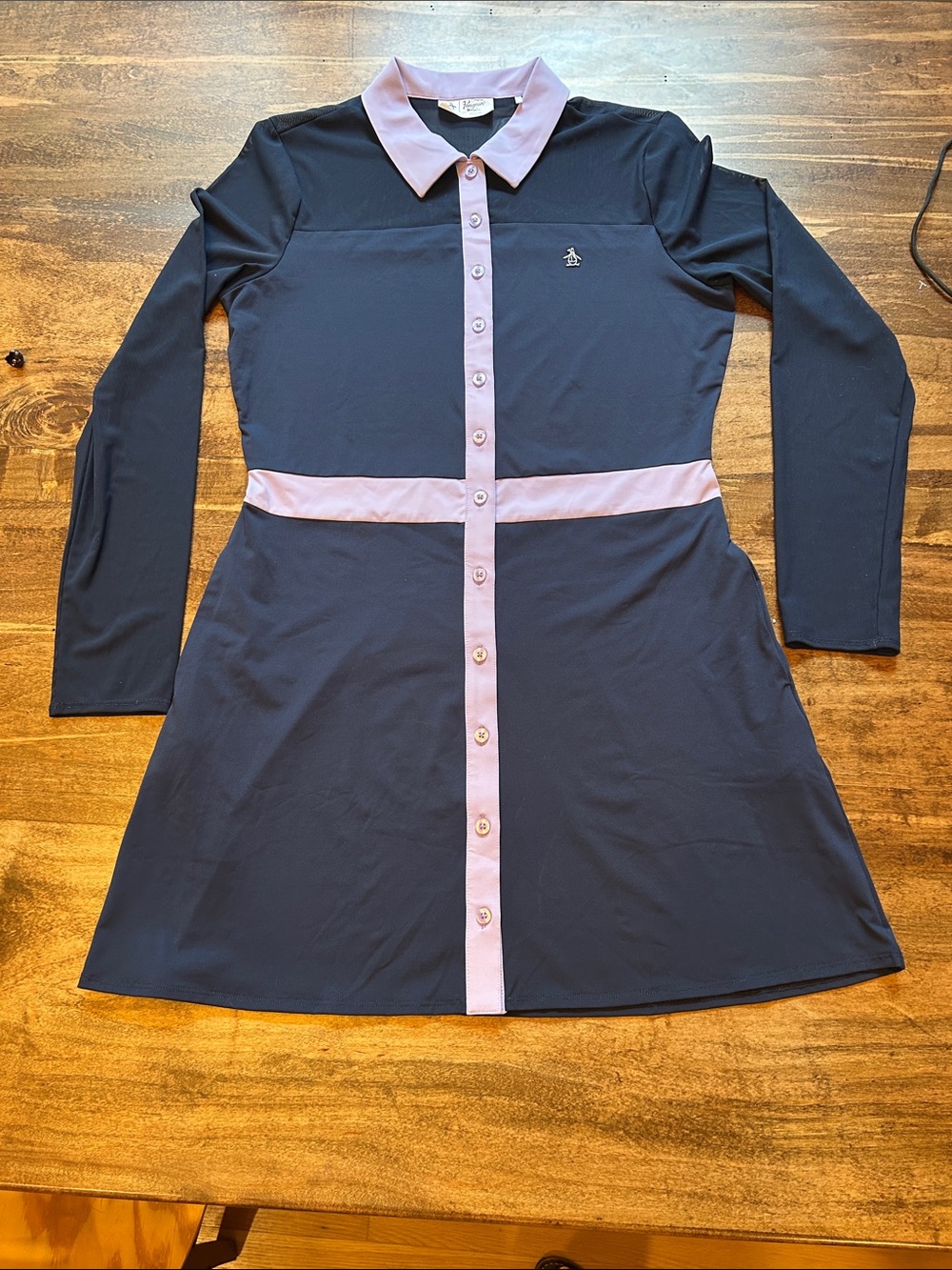 Original Penguin Sz L Navy Golf Dress with Light Purple Trim